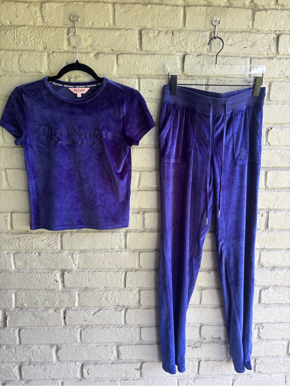 Juicy Couture Deep Purple Velour Tee & Drawstring Joggers NWOT size S